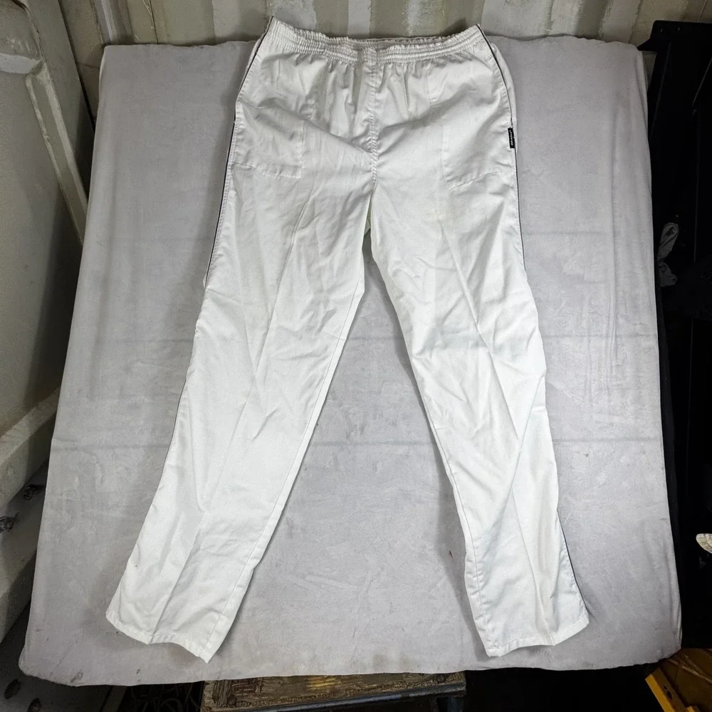 Dickies Track Pants Men 34W White Regular Fit Flat Front Elastic Waisted Pull On